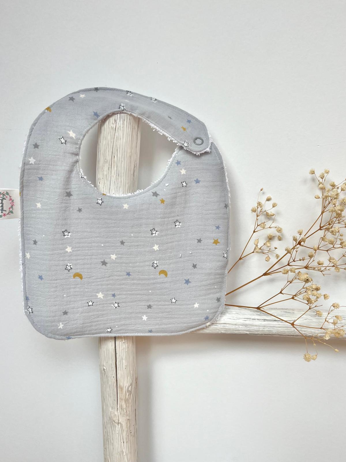 Babero Theo M mini stars gris