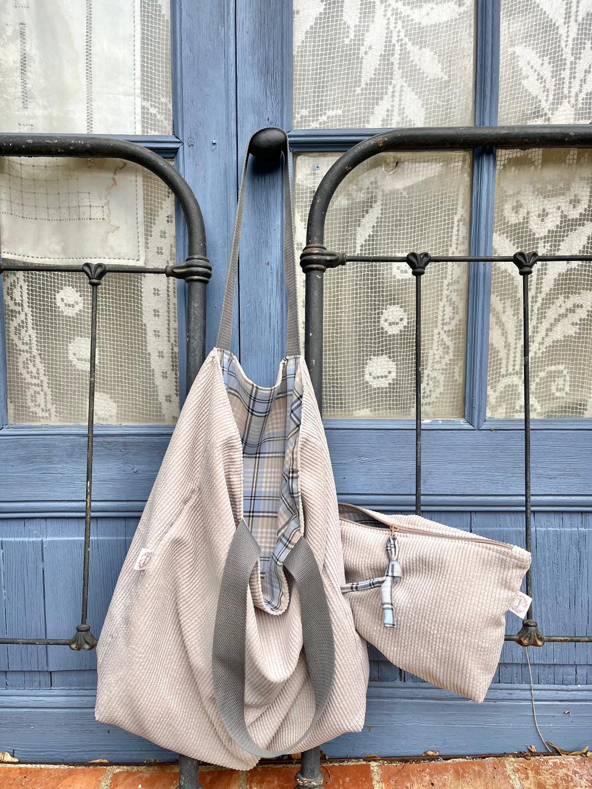 Bolsa Pepa reversible Pana tostada y escocés celeste