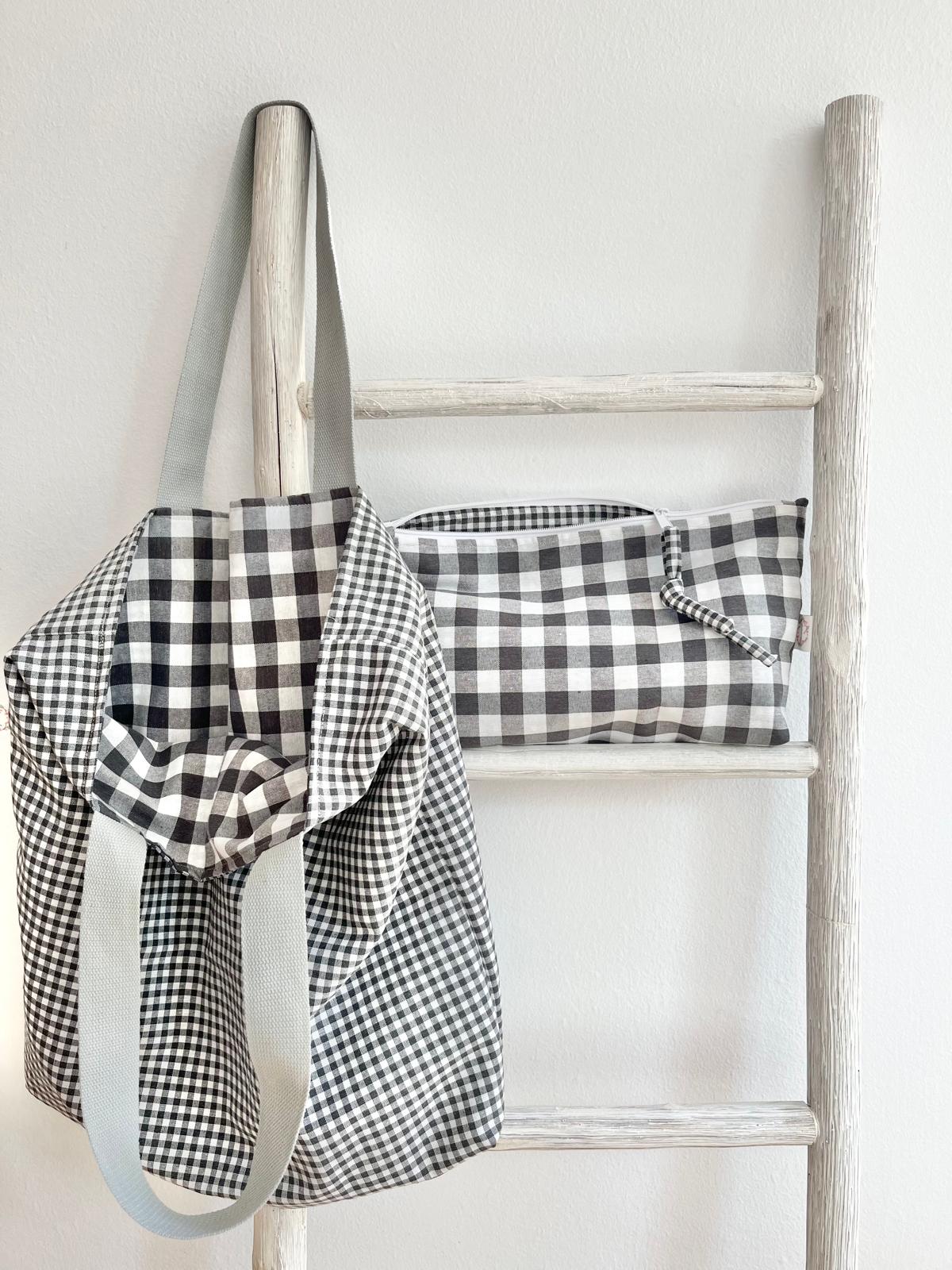 Bolsa Pepa reversible Vichy duo gris