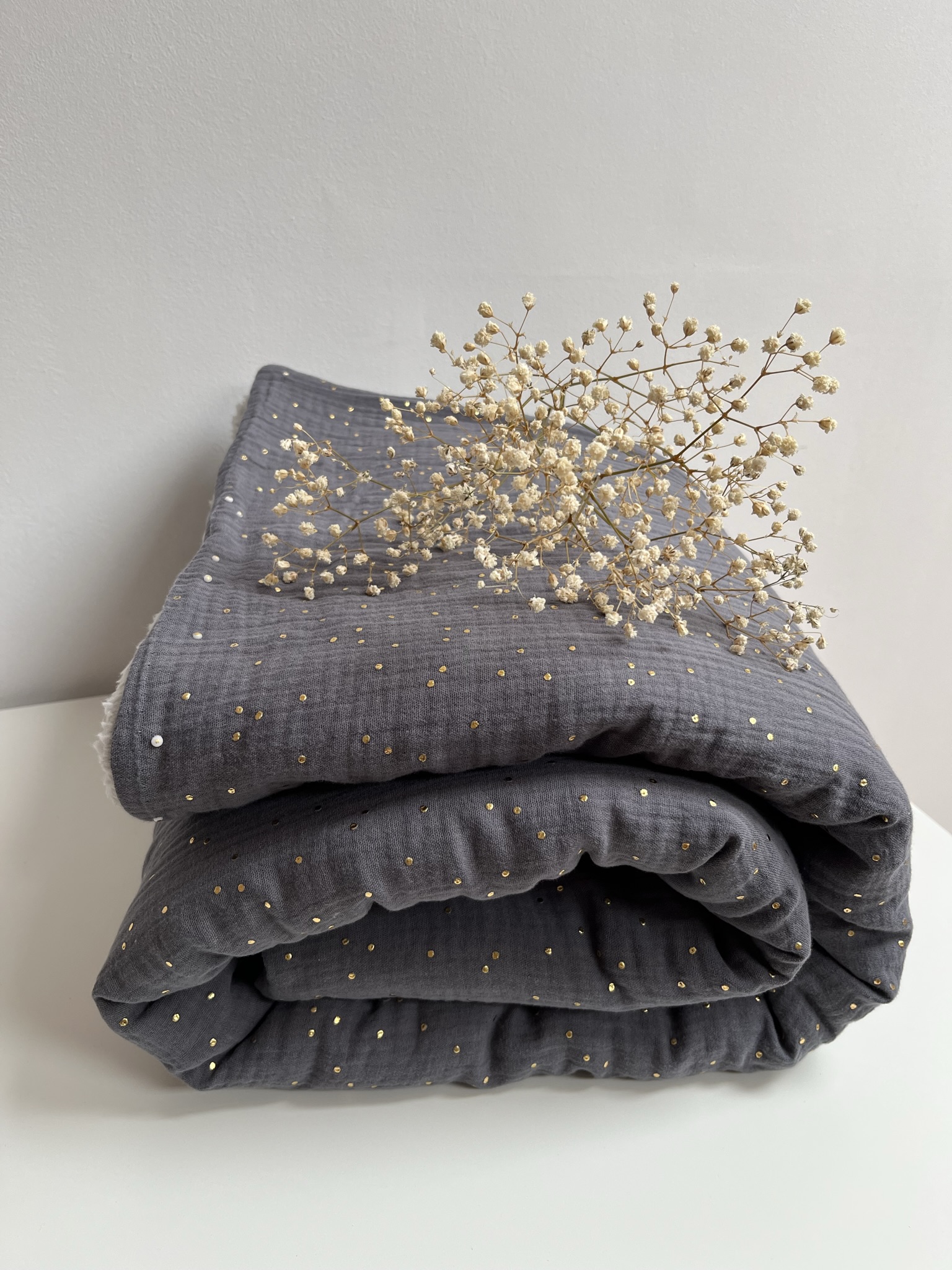 Manta Valeria pequeña Glitter gris