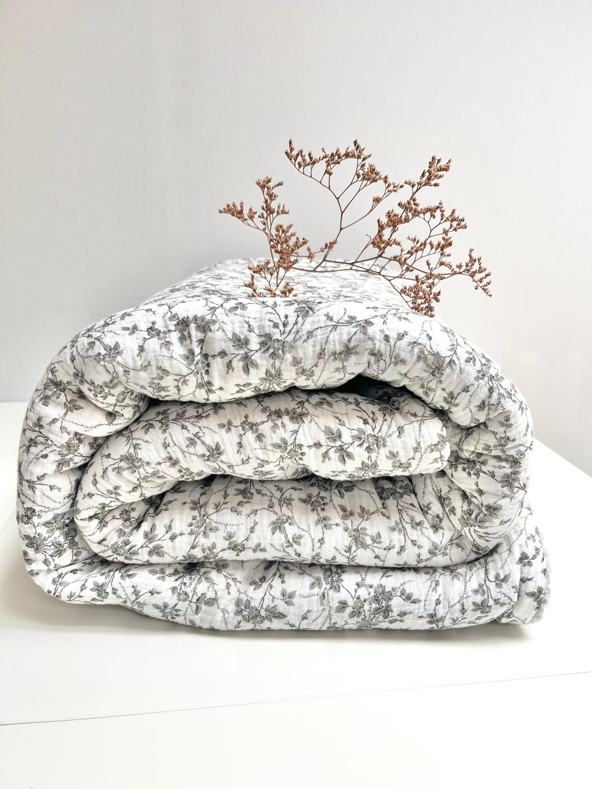 Manta Valeria XL Flor de cerezo gris