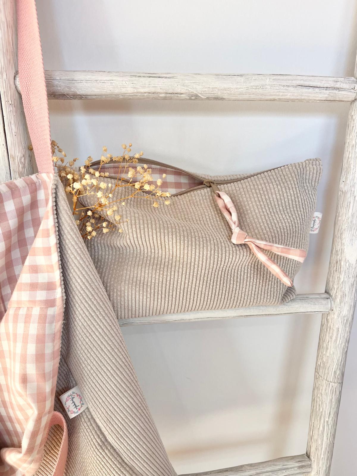 Neceser Begur Pana tostado y vichy rosa