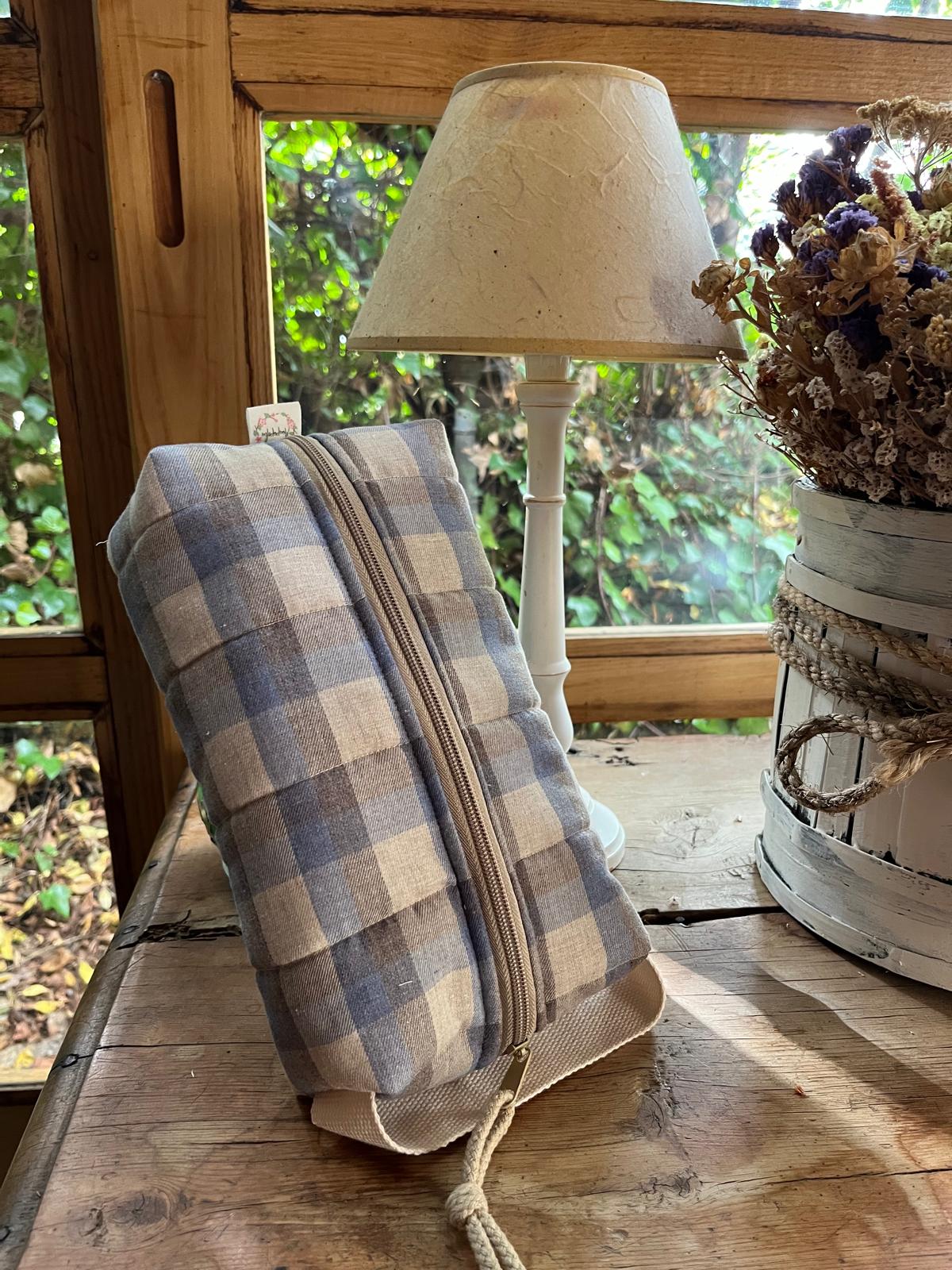 Neceser Popelin Cuadros tostados y azules